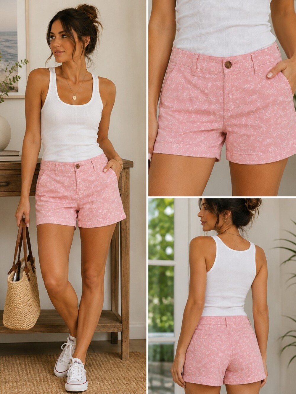 Old Navy Pink Cotton Shorts | Floral Print | Summer Essential - Picture 1 of 9